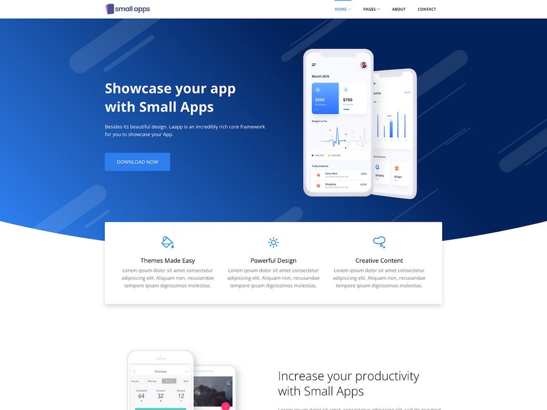 Small Apps Bootstrap - App Landing Page Template