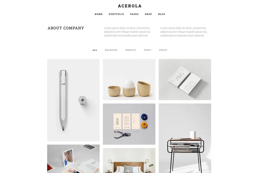 acerola photography portfolio website template