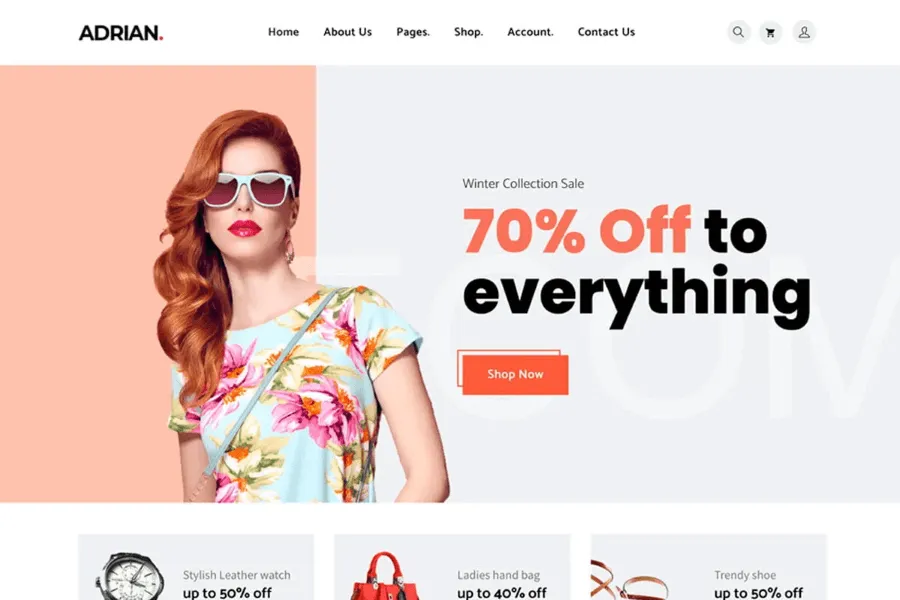 adrian ecommerce hugo theme