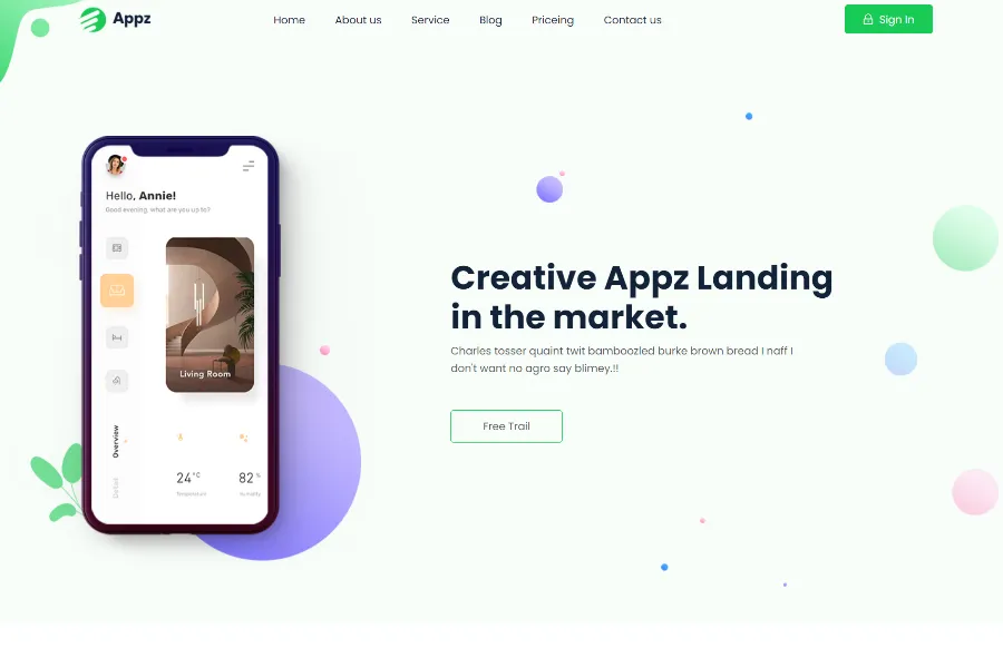 appz nextjs landing page template