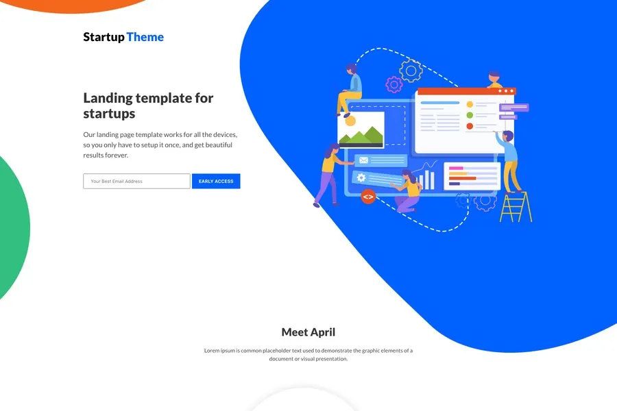 april bulma startup Landing Page Template