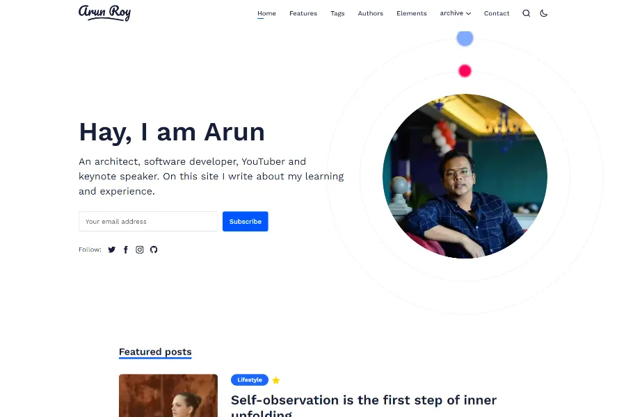  arun react website template