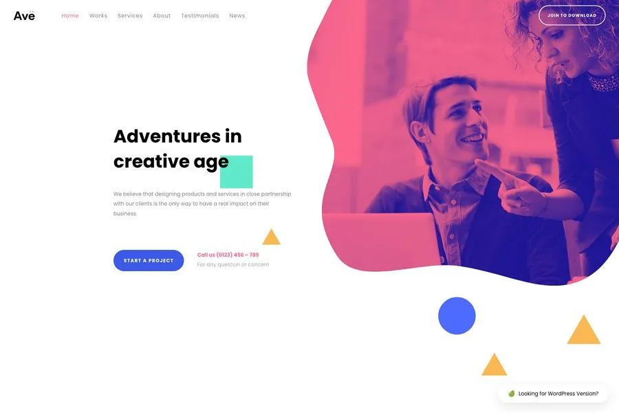 ave bootstrap portfolio wordPress template