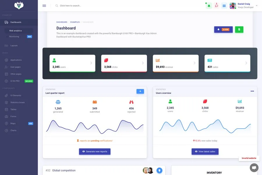 Bamburgh - VueJs Admin Dashboard Themes