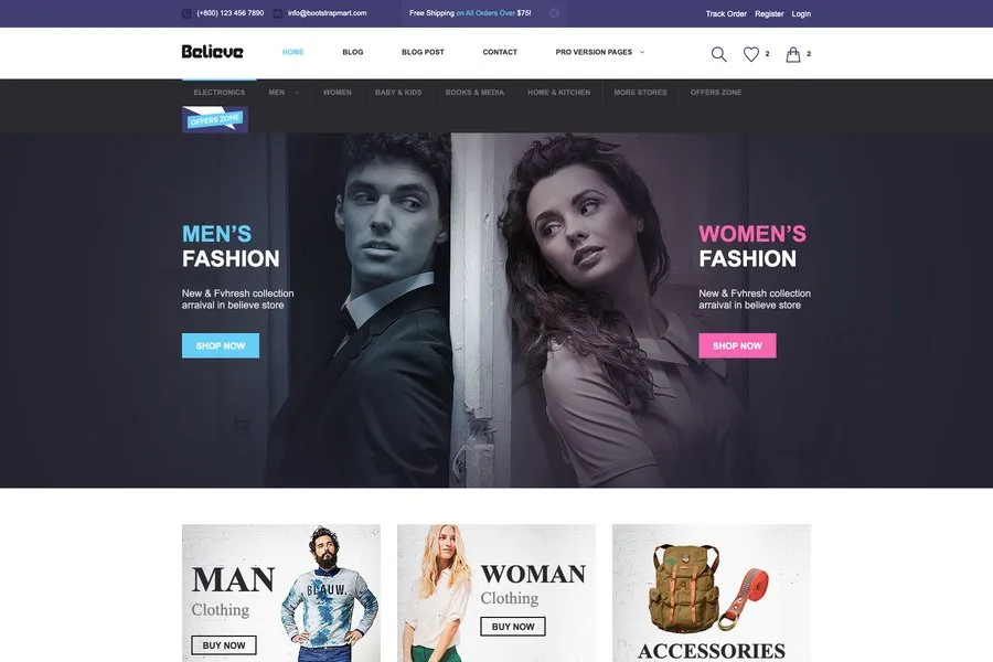 Believe – html5 eCommerce website template