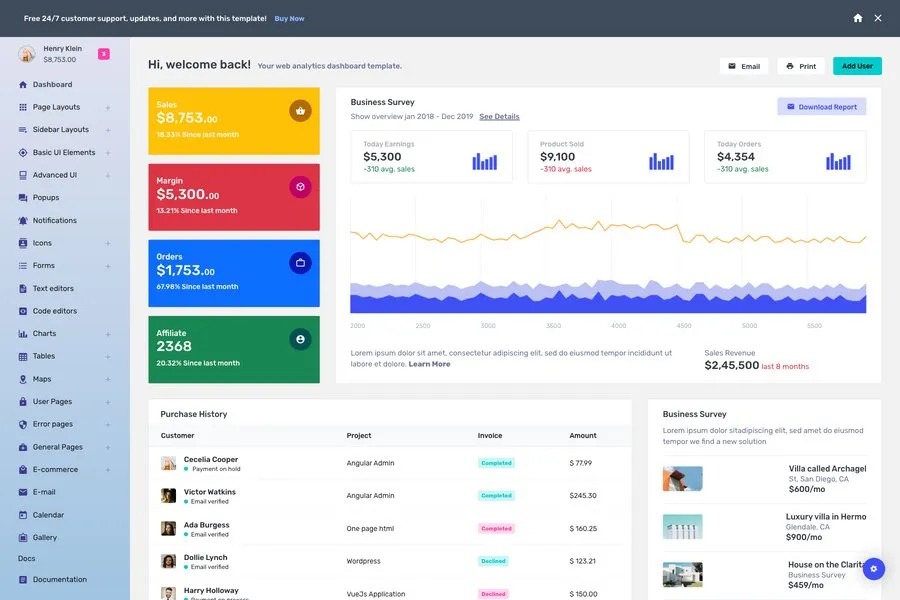 Breeze - Beautiful UI Design Dashboard Web Application Theme