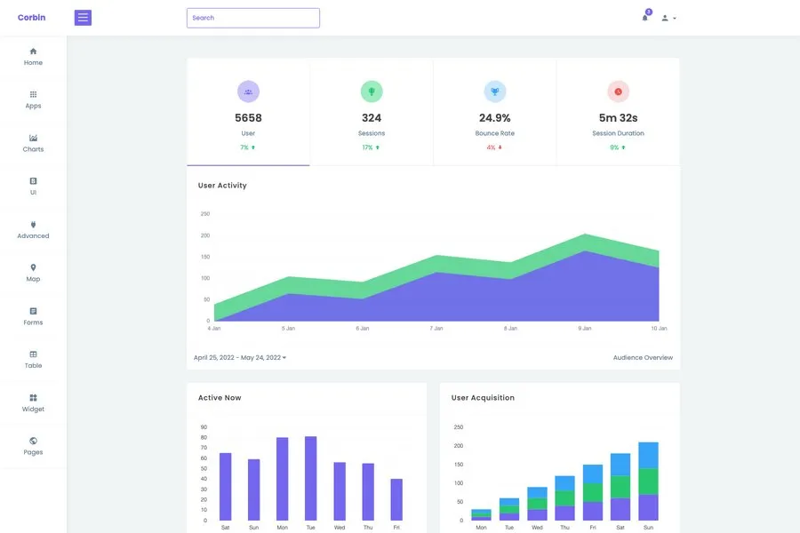 corbin bootstrap admin dashboard template