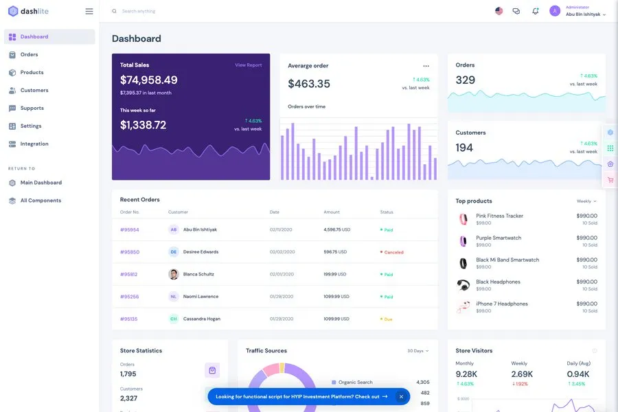 DashLite - bootstrap admin dashboard template