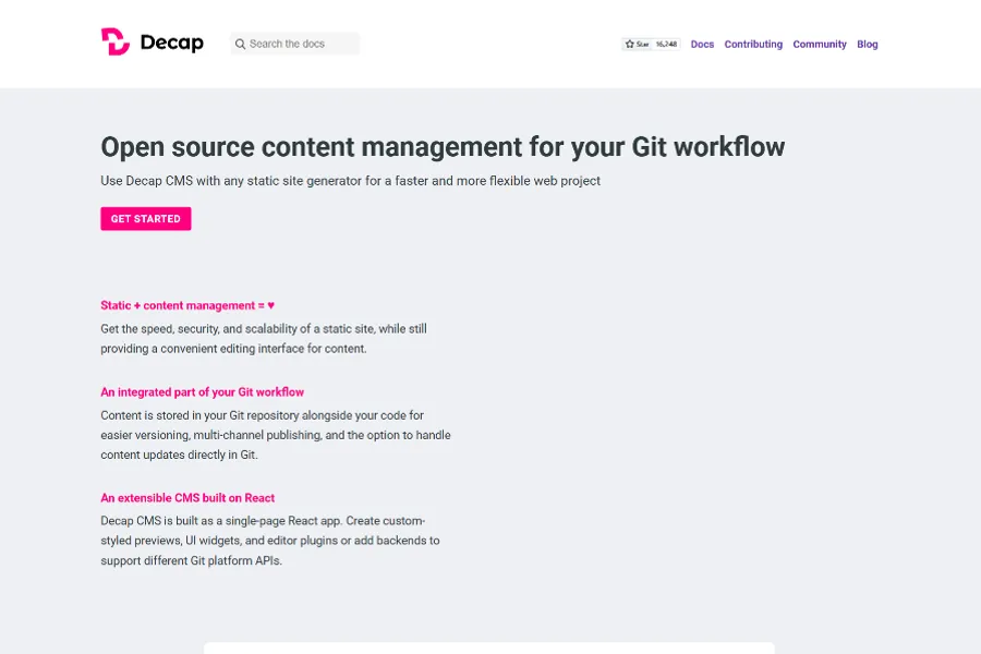 decap - Best open source headless CMS