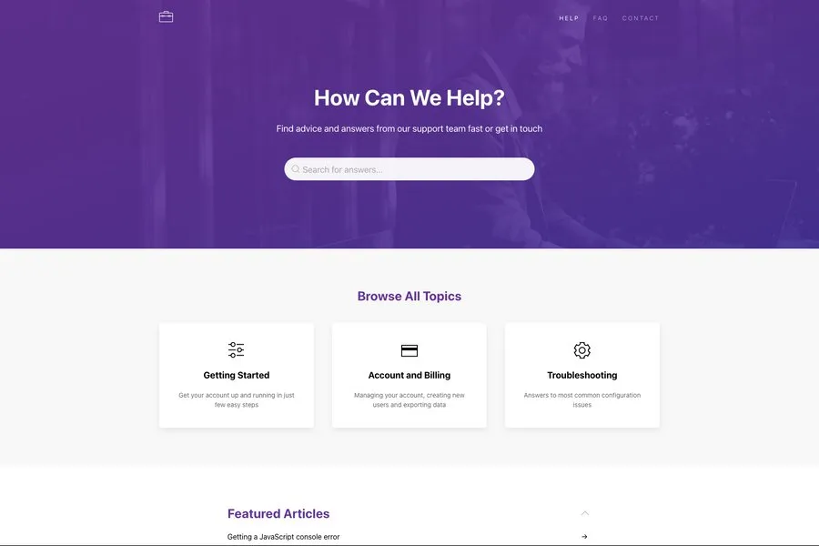 desk knowledge base website theme