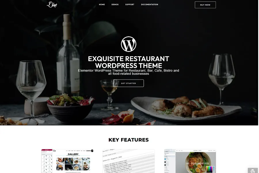 dine restaurant website theme 