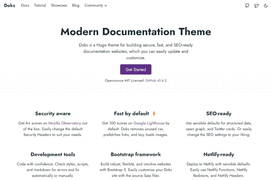  doks hugo Documentation Theme