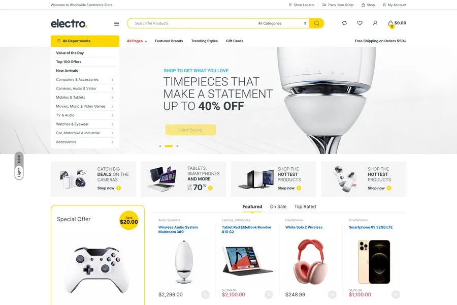 electro ectronics product based ecommerce website theme