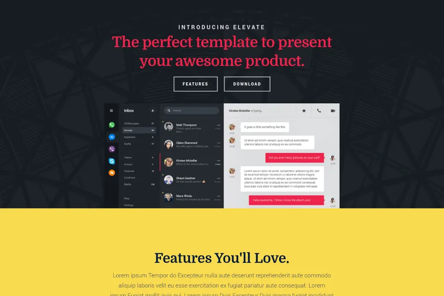 Responsive landing page template