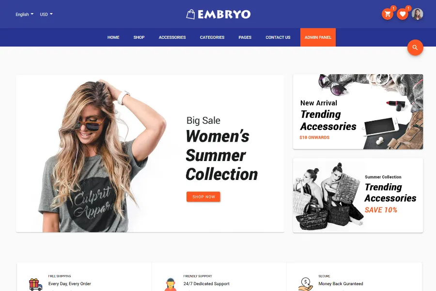 embryo vuejs ecommerce Template