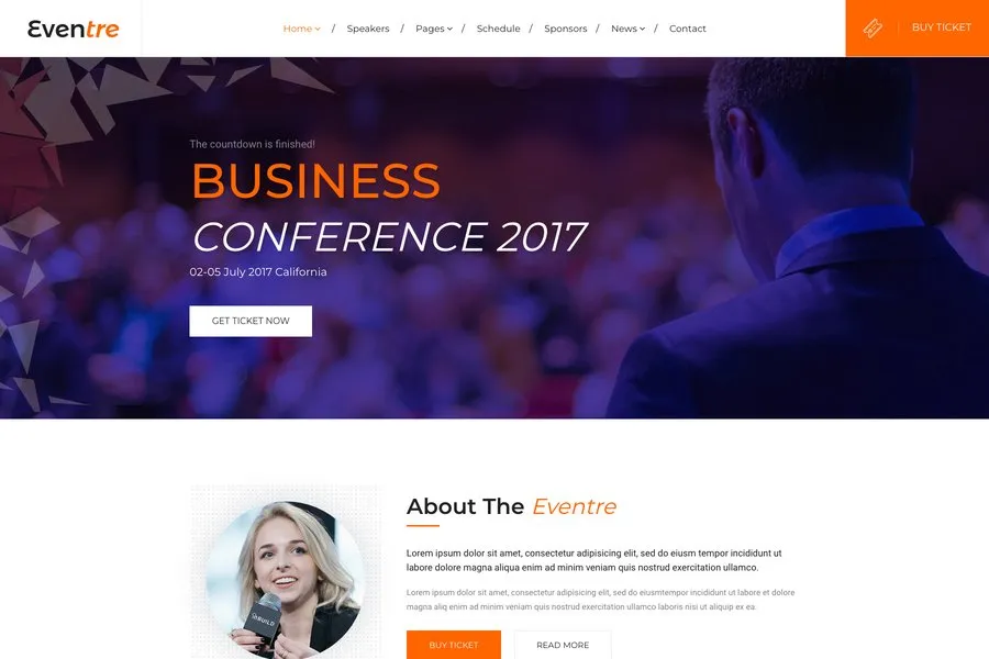 Eventre - Free Event Website Template