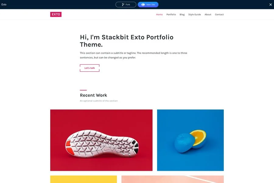 exto jekyll one page portfolio landing page themes