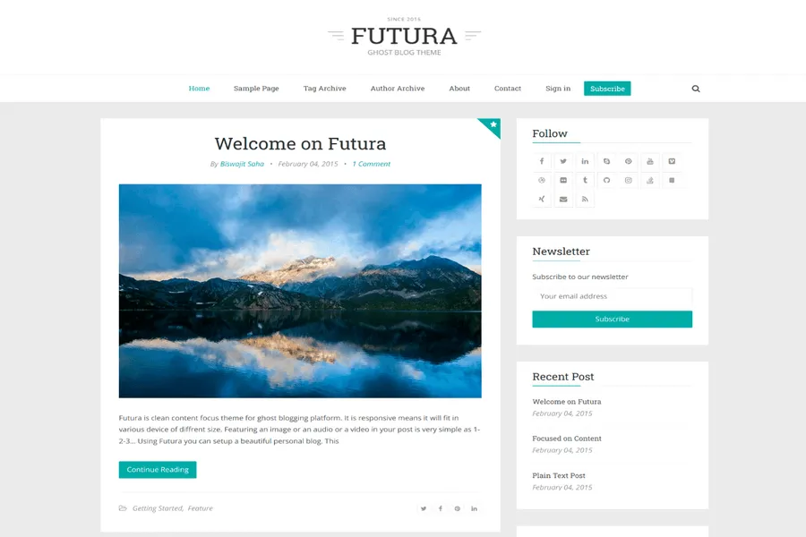 futura ghost theme