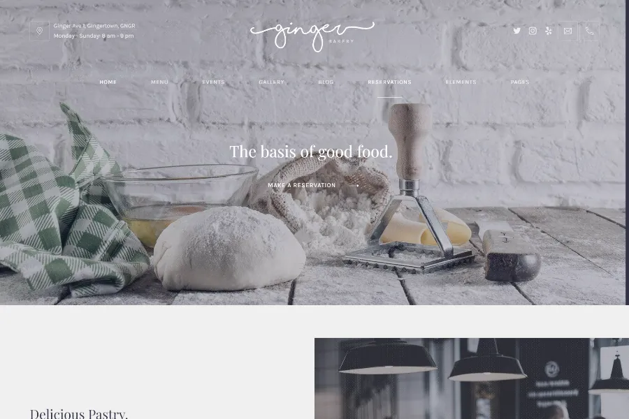 ginger restaurant website theme