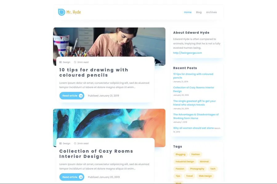 hyde minimal jekyll blog theme