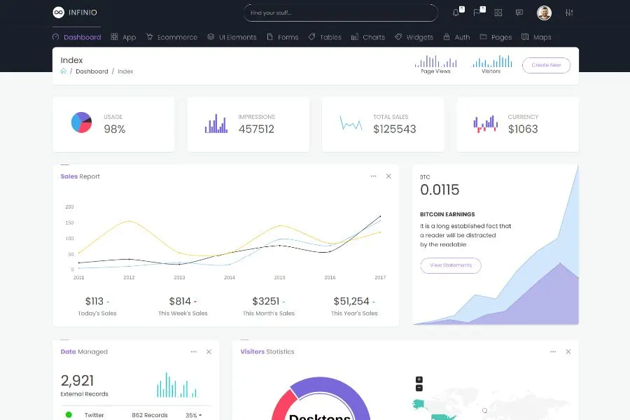 infinio admin dashboard template