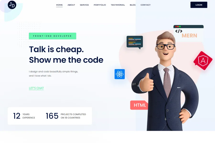 john react website template