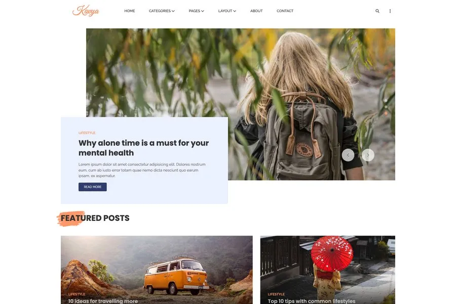 Kavya - Travel & Entertainment Blog Themes