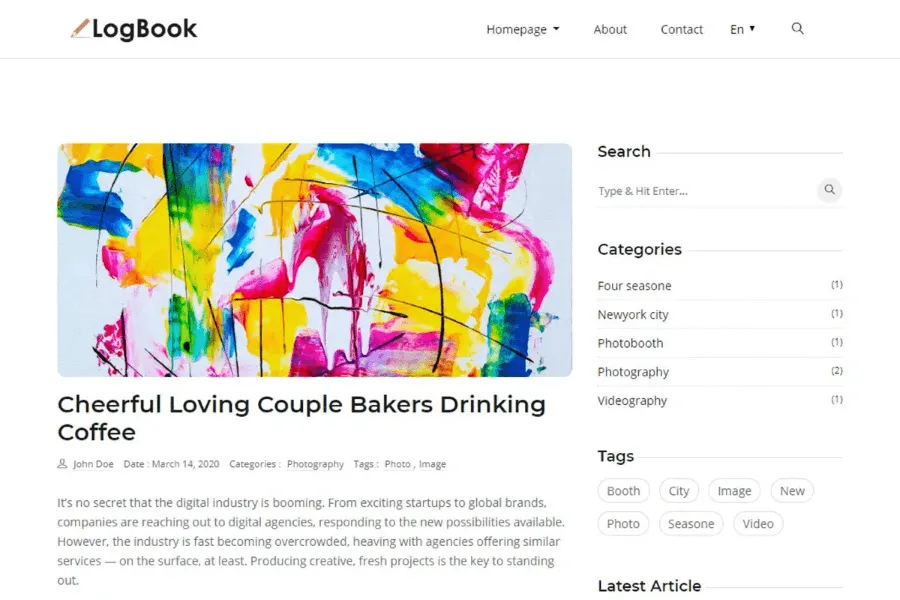 logbook boorstrap blog template