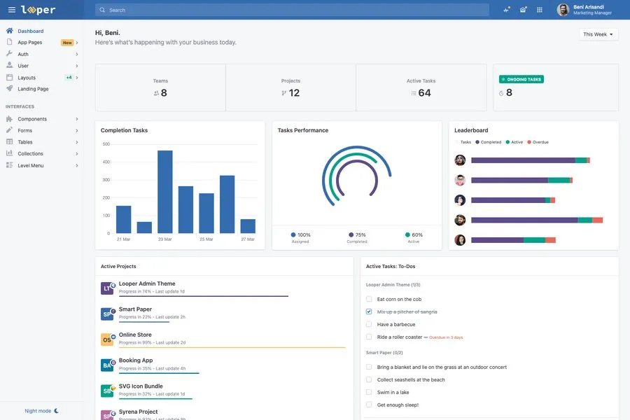 Looper - responsive admin dashboard template