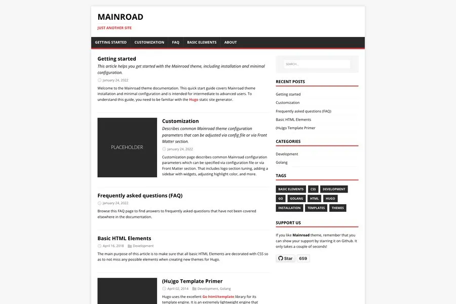 mainroad hugo blog theme