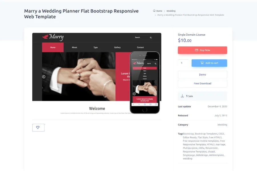 marry wedding planner website template