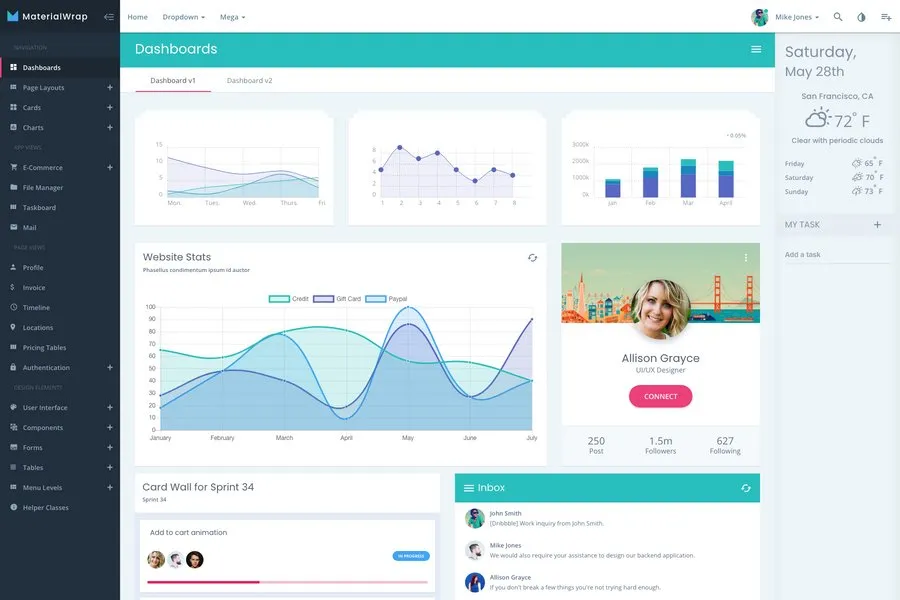 Material Wrap - Material Design Bootstrap Admin Dashboard Template