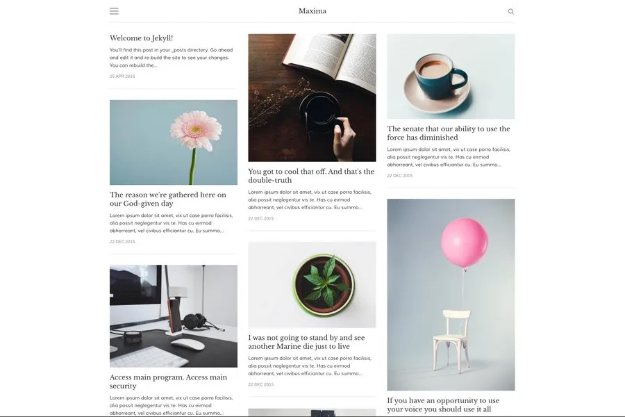 maxima clean minimal design of jekyll blog theme