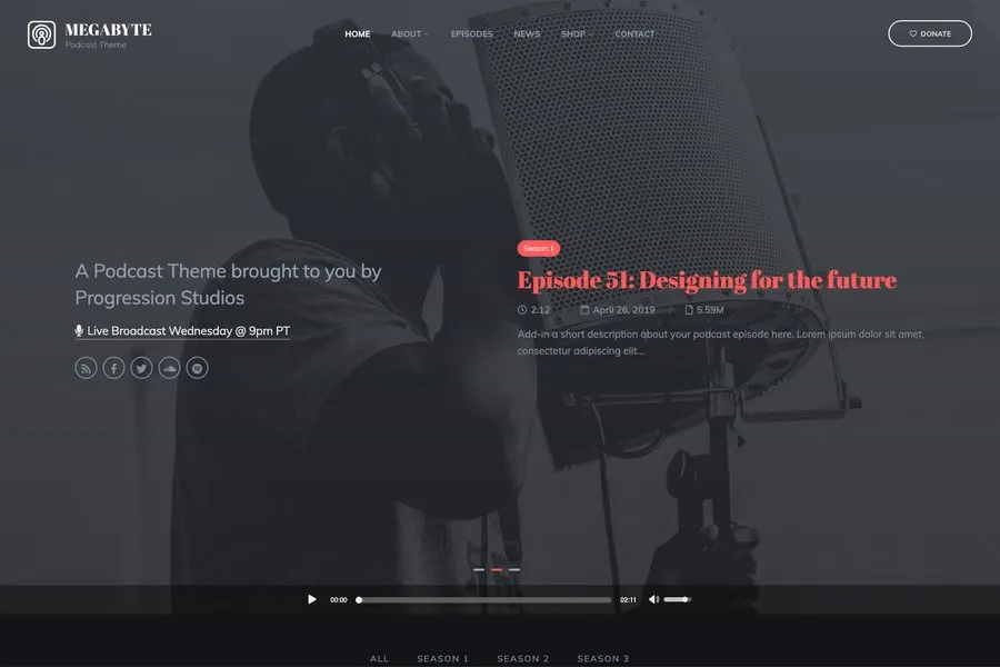 megabyte wordpress audio podcast theme