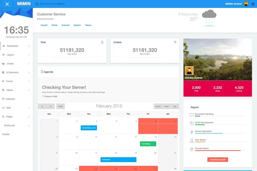 MIMIN - Free Material Design Admin Dashboard Templates