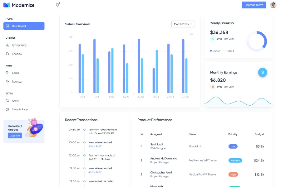 Modernize Free Next Js Admin Template