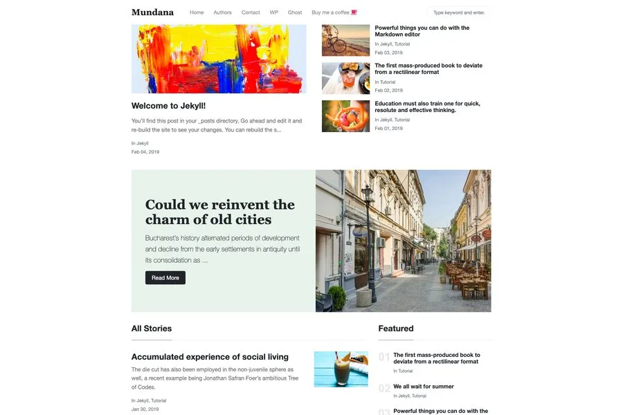 Mundana - Free Creative blog Jekyll Templates