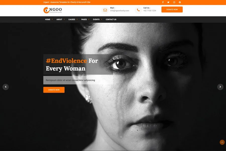 Ngoo - minimal charity and nonfrofit organization website template