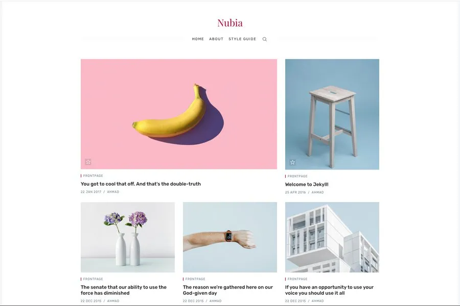 nubia jekyll minimal blog magazine theme