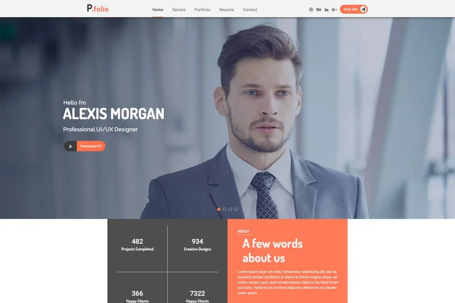 P.folio bootstrap portfolio theme