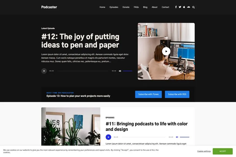 podcaster best podcast website theme