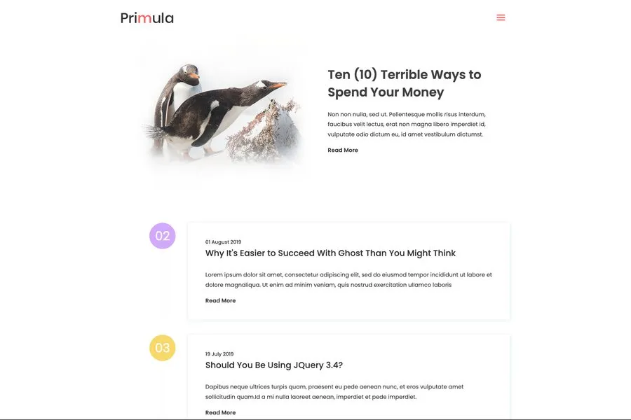 primula clean jekyll blog theme