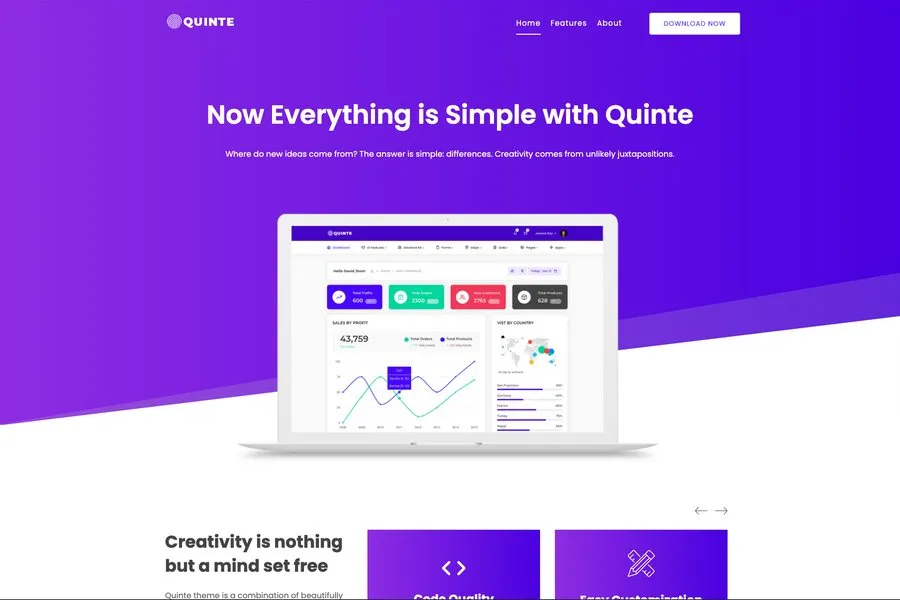 Quinte - Laravel Admin Dashboard Template