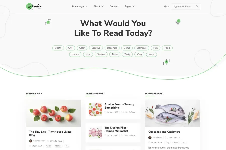 reader bootstrap blog template