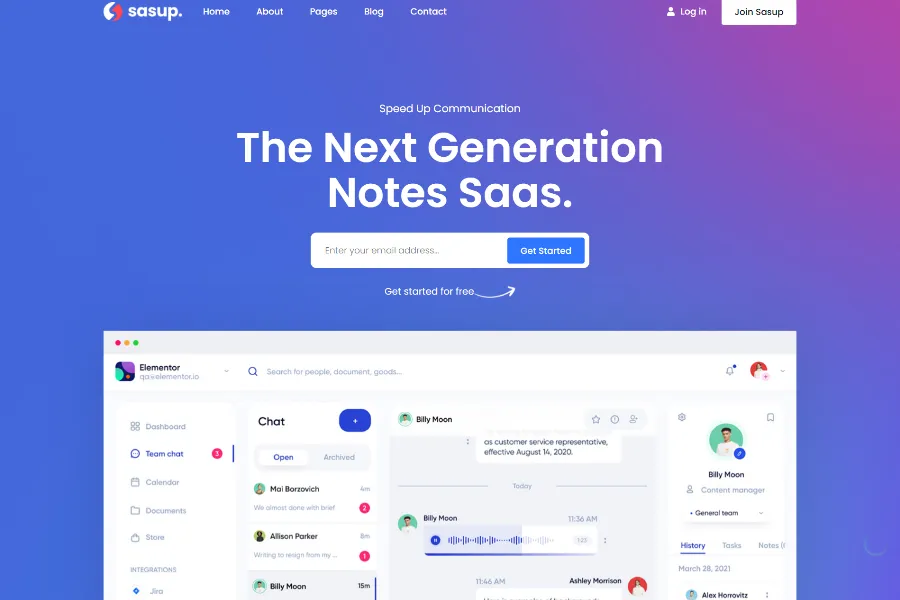 sasup nextjs landing page template