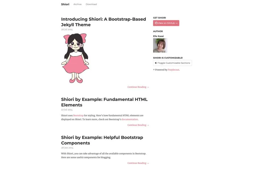 shiori jekyll blog theme