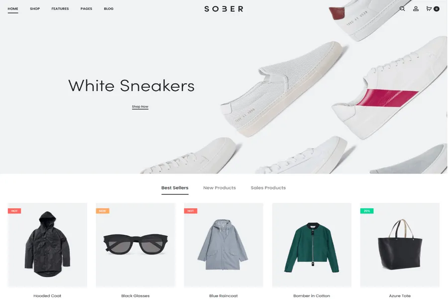 sober modern wp ecommerce theme