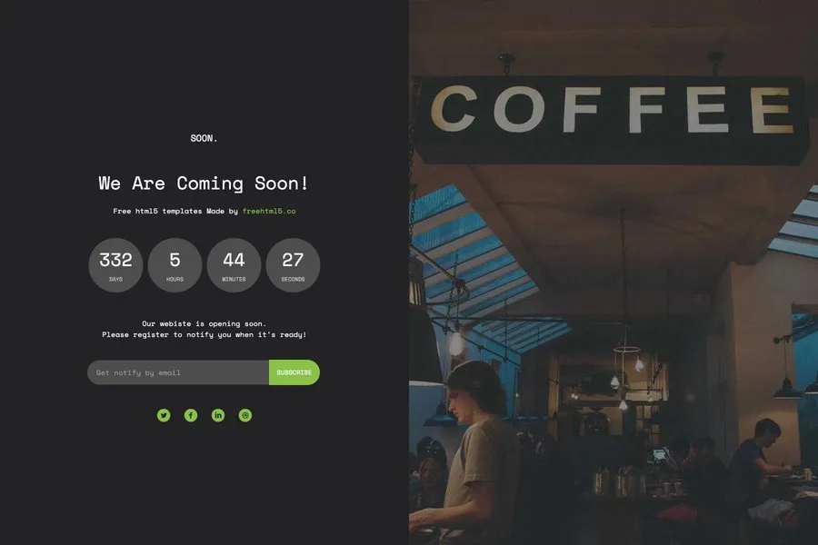 soon corporate coming soon website template