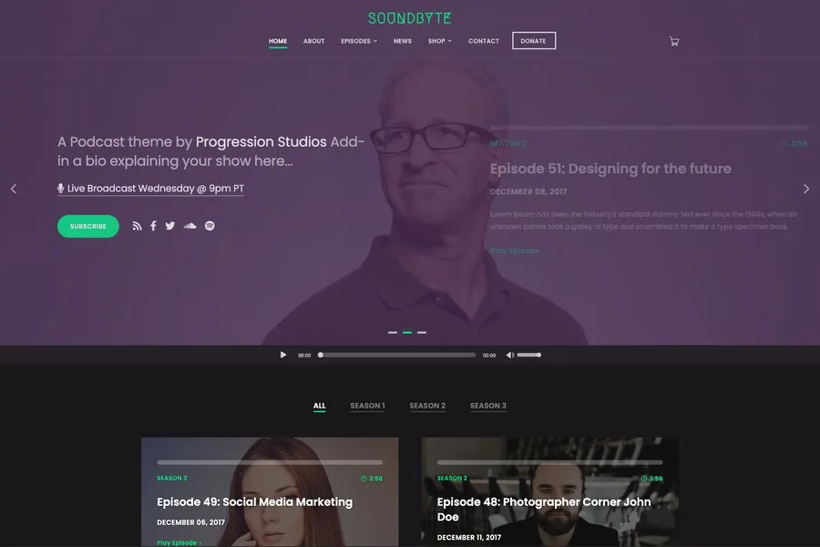 soundbyte bestselling podcast wordpress template