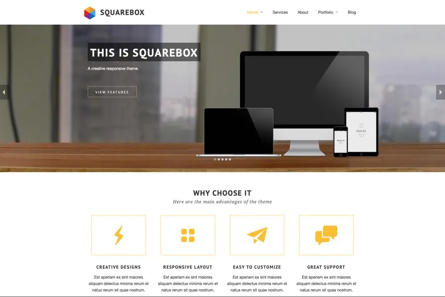 Square box - Premium Jekyll Business Website Template